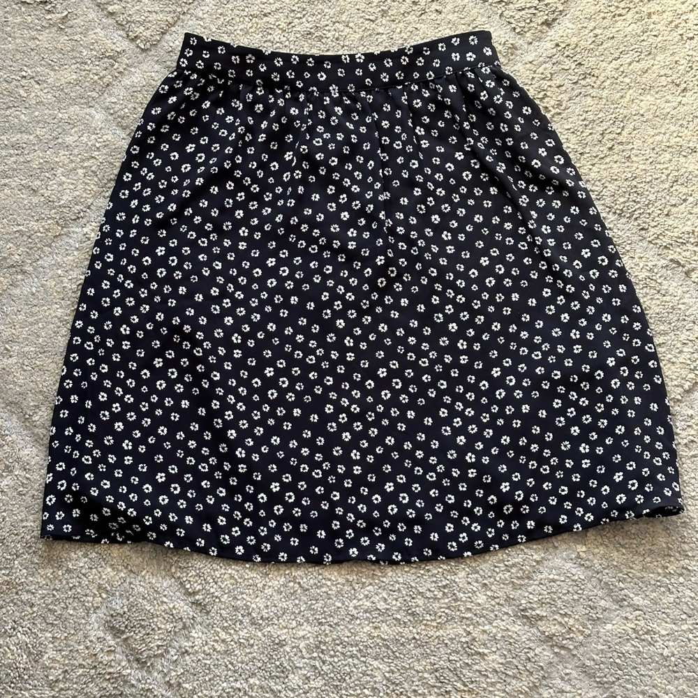 J crew floral blue midi skirt